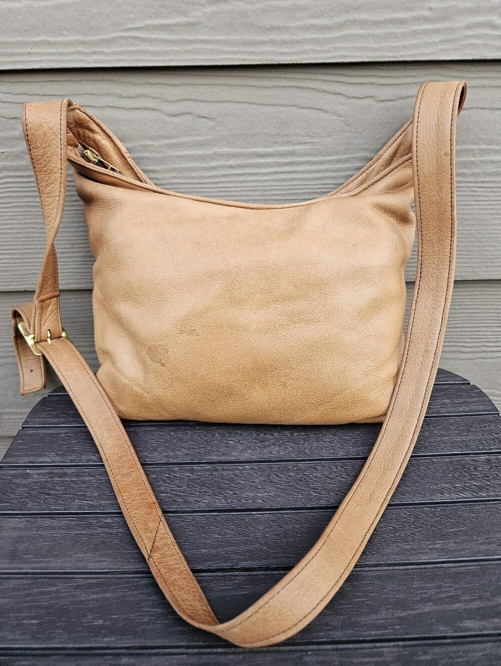 Vintage SVEN Berkeley USA Tan Leather Crossbody Purse Hobo Shoulder Bag Soft